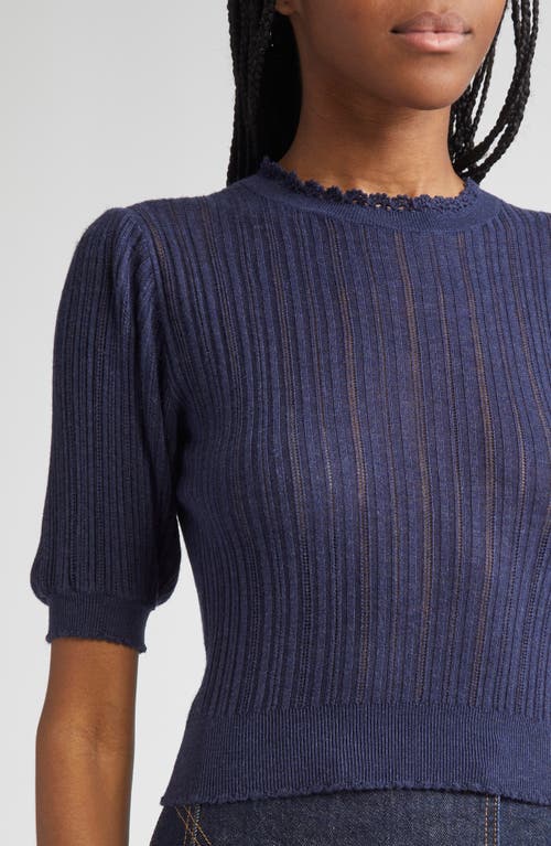 Ulla Johnson Gemma Short Sleeve Knit Top In Blue In Blue