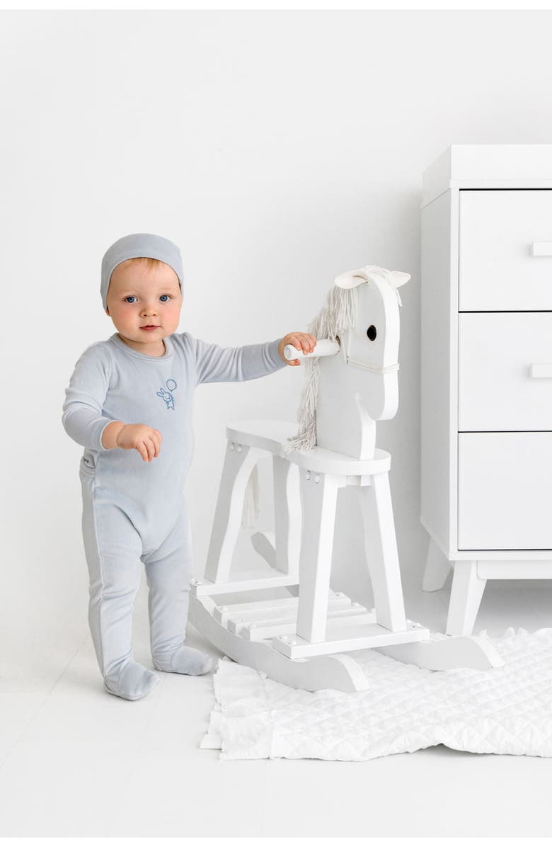 Pouf Velour Bunny Footie, Alternate, color, 