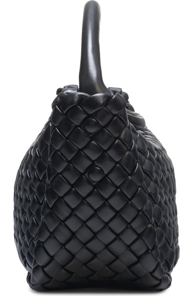 Bottega Veneta Mini Borsa Intrecciato Leather Top Handle Bag, Alternate, color, Black-M Brass