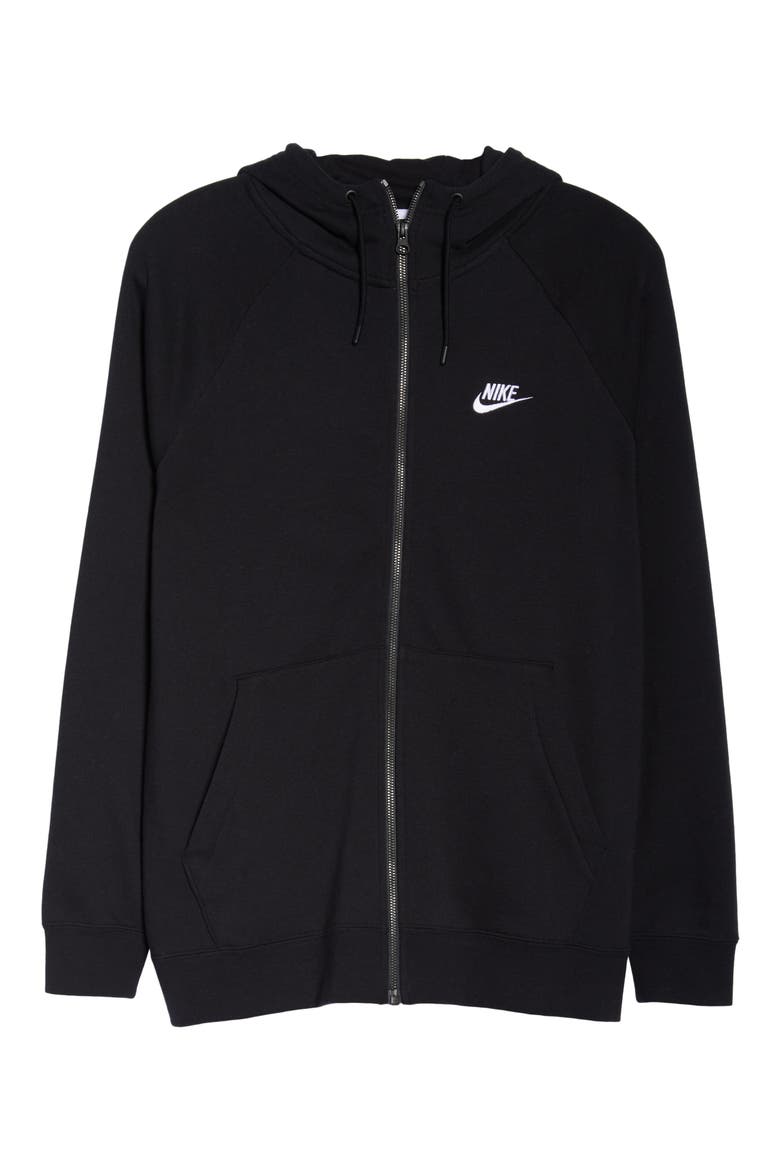 Essential Full Zip Fleece Hoodie, Alternate, color, BLACK/ WHITE