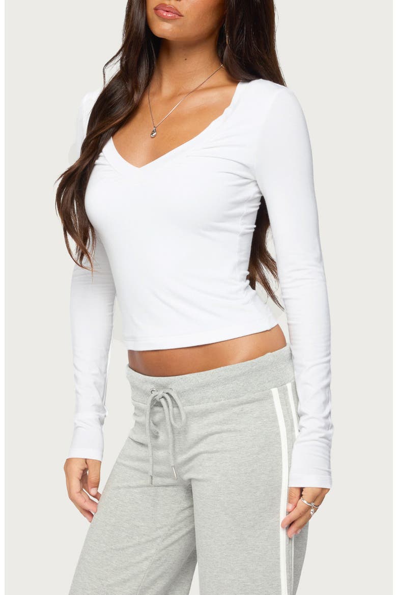 Taima Ruched Long Sleeve Top, Alternate, color, WHITE