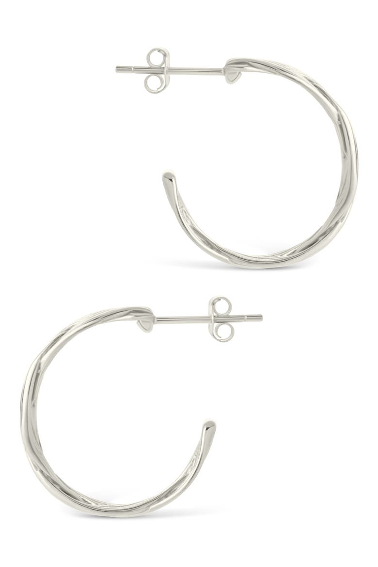 Janet Ribbed Hoop Earrings, Alternate, color, SILVER