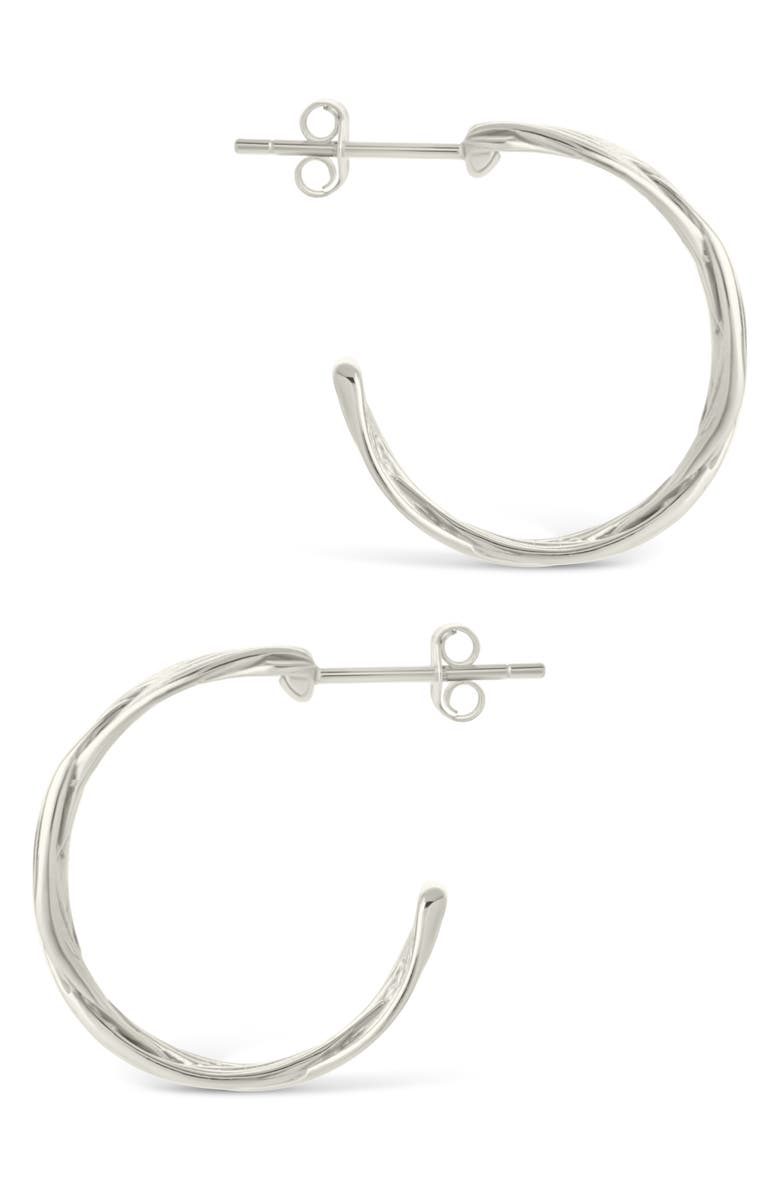Sterling Forever Janet Ribbed Hoop Earrings, Alternate, color, Silver