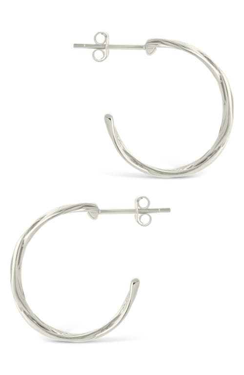 Sterling Forever Janet Ribbed Hoop Earrings In Metallic
