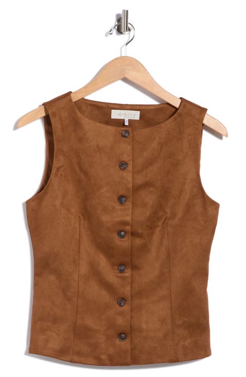 Faux Leather Boatneck Vest