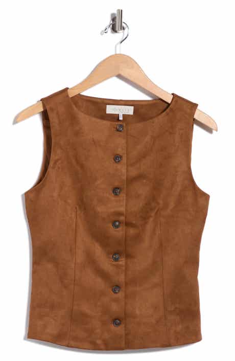 Faux Leather Boatneck Vest