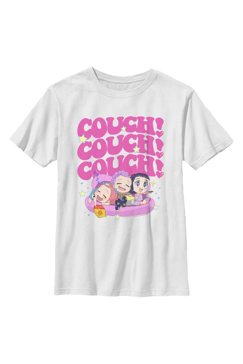 Boy's KPop Demon Hunters Cute Friendship Couch Time  Graphic T-Shirt, Main, color, White