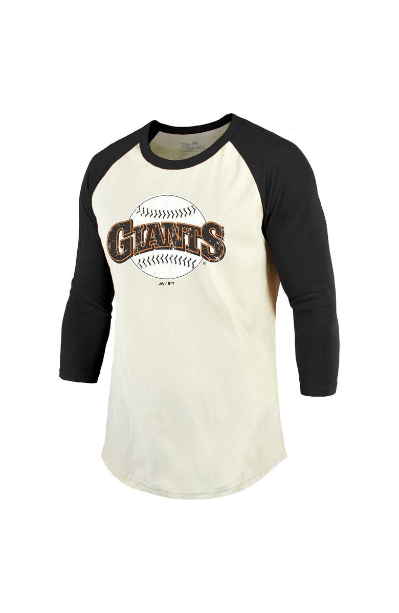 Majestic Threads Men's Majestic Threads Cream/Black San Francisco Giants Cooperstown Collection Raglan 3/4-Sleeve T-Shirt, Main, color,