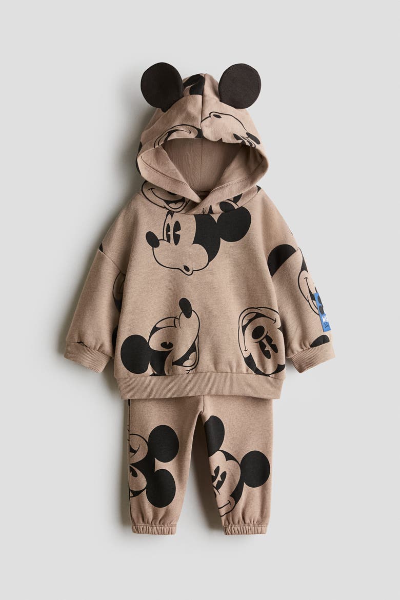 2-piece Hoodie And Joggers Set, Main, color, Beige/Mickey Mouse