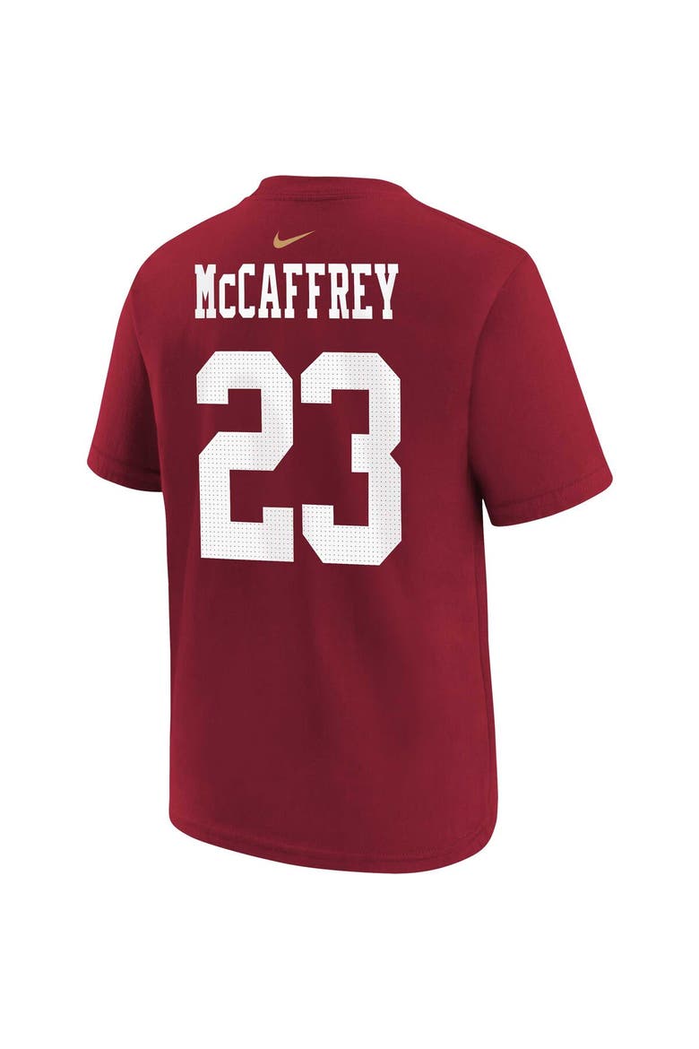 Youth Nike Christian McCaffrey Scarlet San Francisco 49ers Player Name & Number T-Shirt, Alternate, color, Scarlet