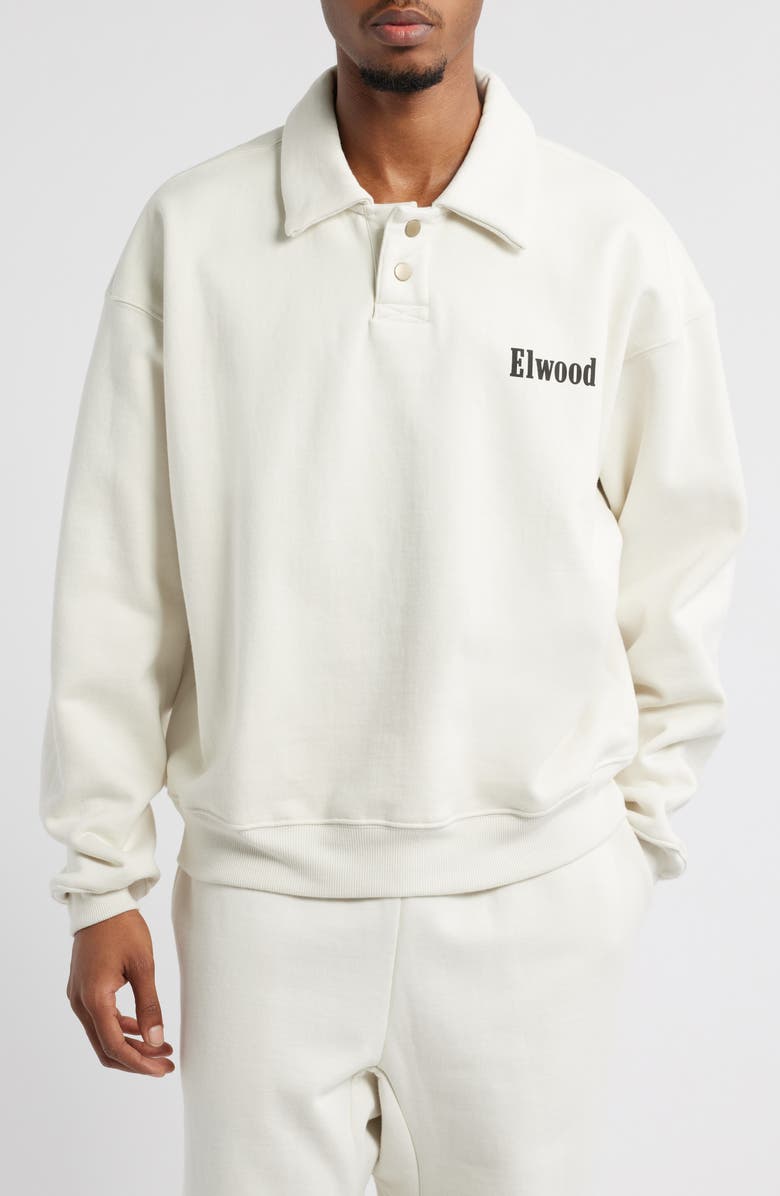 Elwood Heavyweight Fleece Polo Collar Sweatshirt, Main, color, Pearl