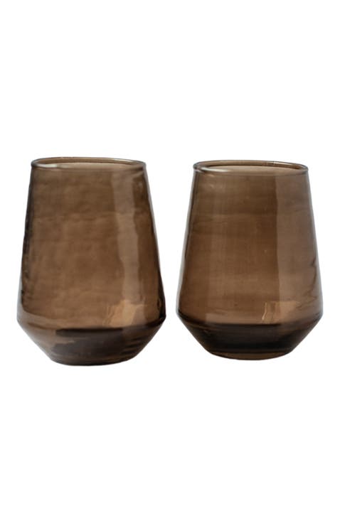 Handblown Hammered Glass Water Tumbler - Set of 4