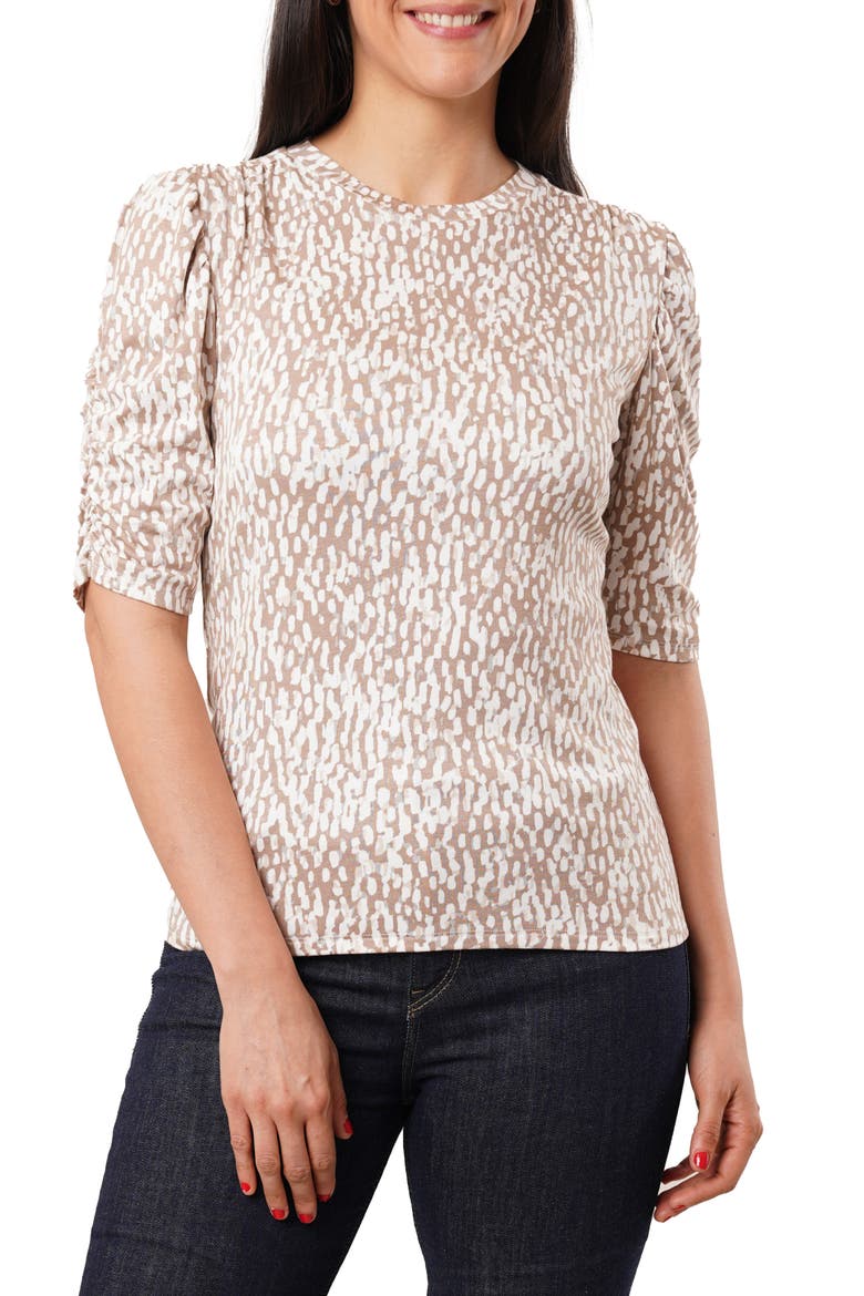Puff Sleeve Top, Main, color, KALI PRINT TAUPE