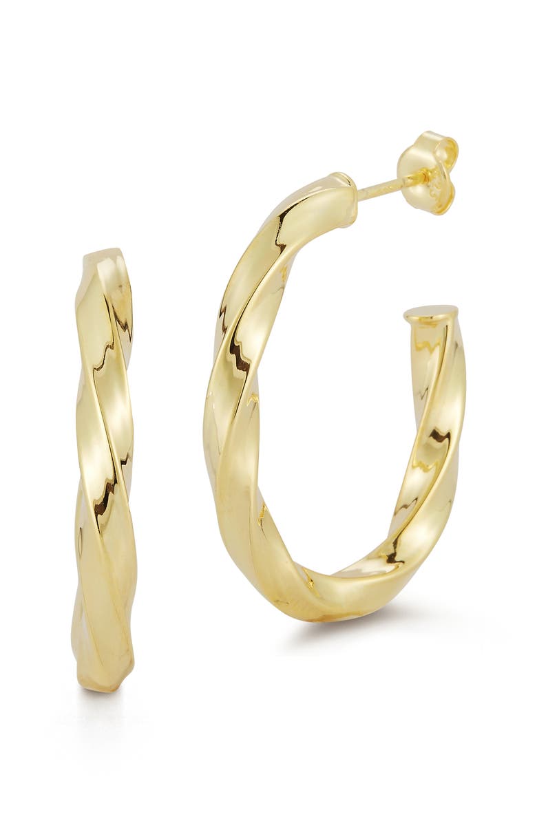 GLAZE JEWELRY Oval Twist Hoop Earrings, Main, color, Gold