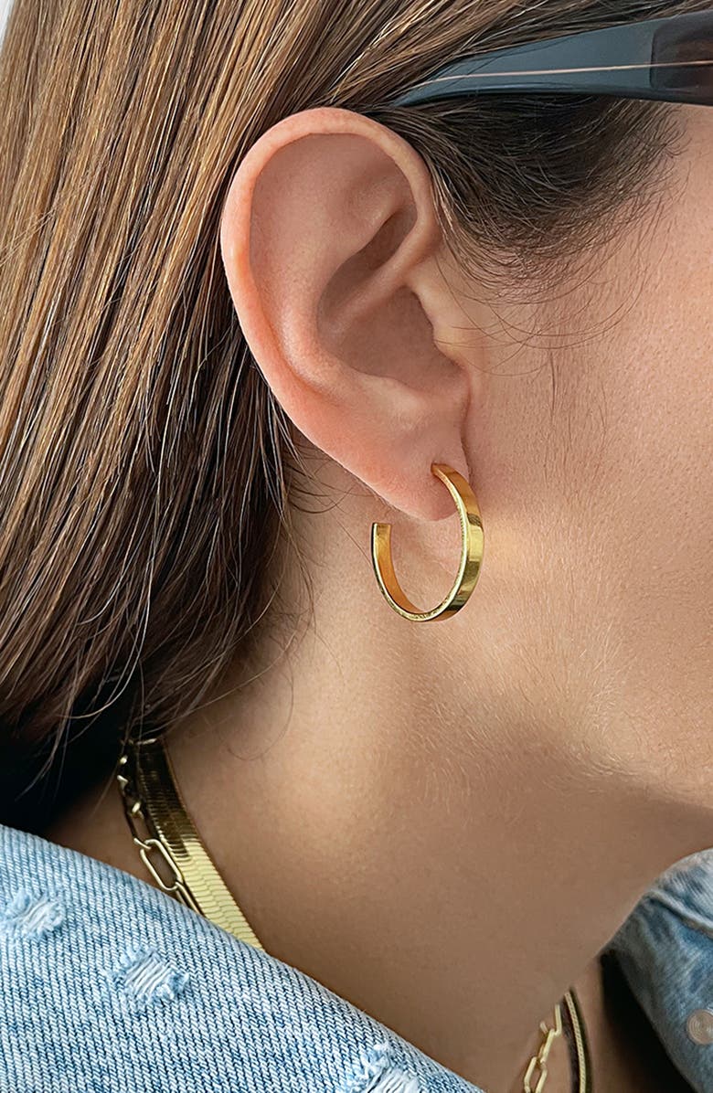 Adornia Water Resistant Solid Hoop Earrings, Alternate, color, Gold