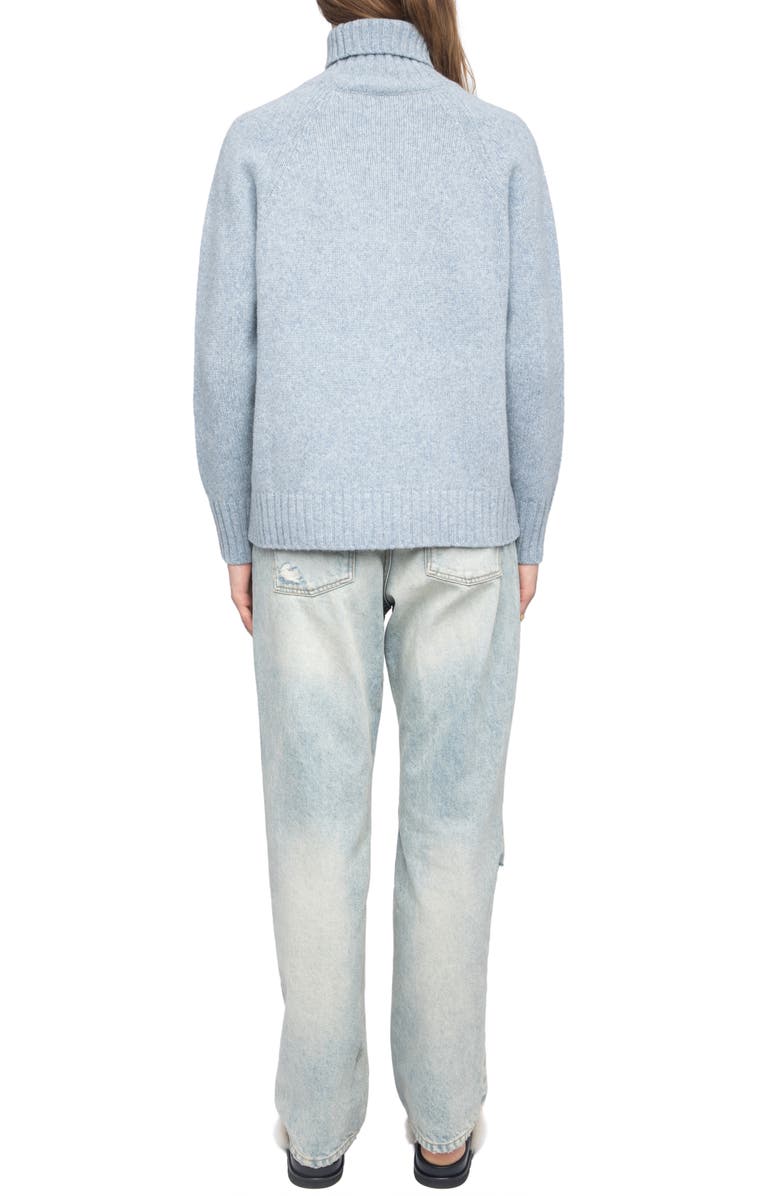 Zadig & Voltaire Mora We Rock Merino Wool Turtleneck Sweater, Alternate, color, Light Blue