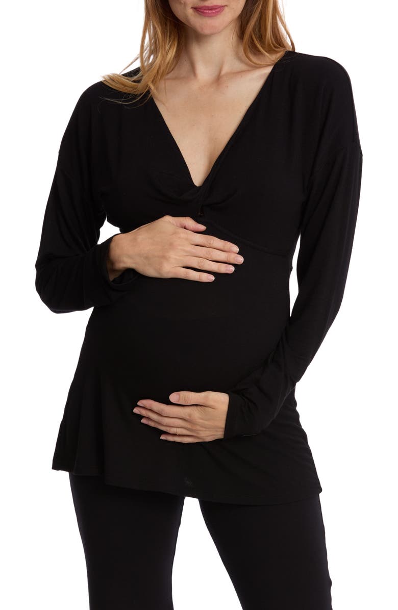 Cache Coeur Louna Maternity and Nursing Long Sleeve T-Shirt, Main, color, Black