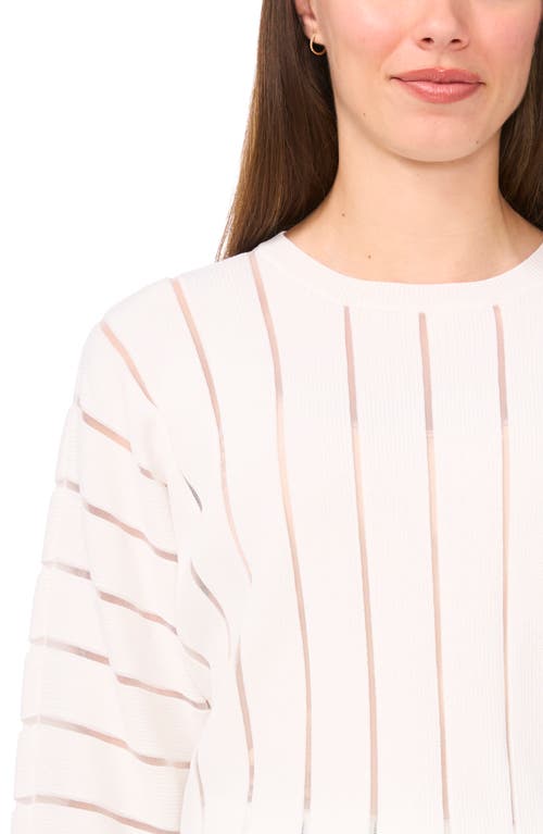 Halogenr Halogen(r) Sheer Stripe Sweater In New Ivory