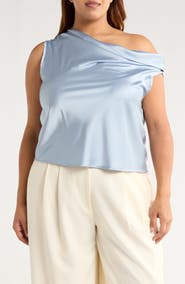 Renee C Cowl Off Shoulder Satin Top