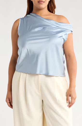 Cowl Off Shoulder Satin Top