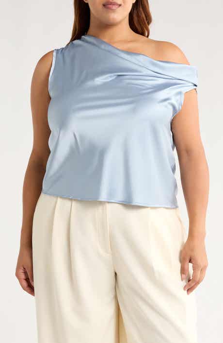 Cowl Off Shoulder Satin Top