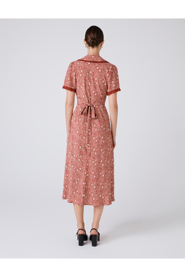 Taylor Floral Crepe Midi Tea Dress, Alternate, color, Red Ditsy