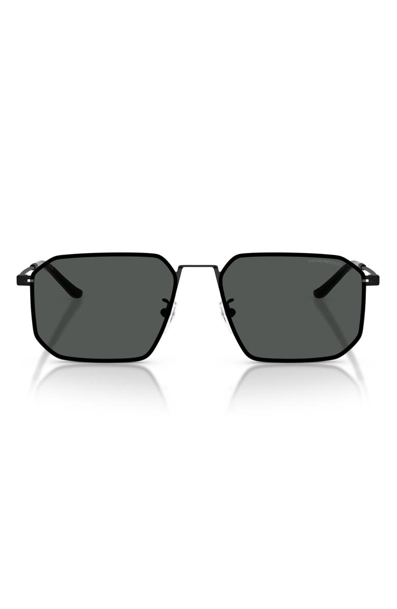 Emporio Armani 58mm Irregular Sunglasses, Main, color, Matte Black / Dark Grey