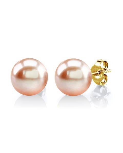 Freshwater Round Pearl Stud Earrings 8mm