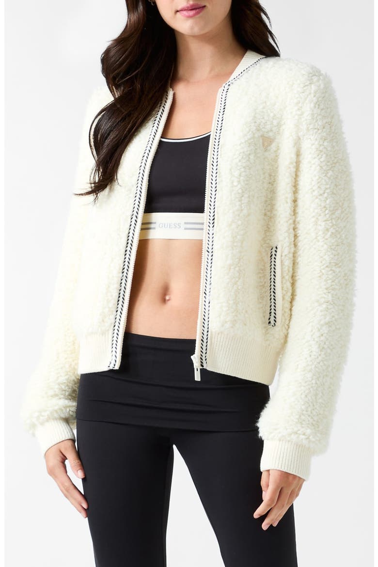 Emma Bomber Fleece Jacket, Alternate, color, VANILLA CREAM