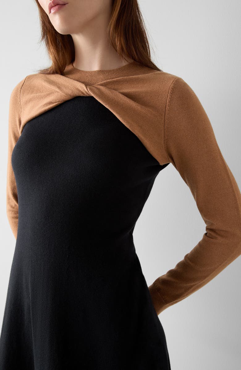 LK Bennett Aletta Long Sleeve Knit Midi Dress, Alternate, color, Black Multi