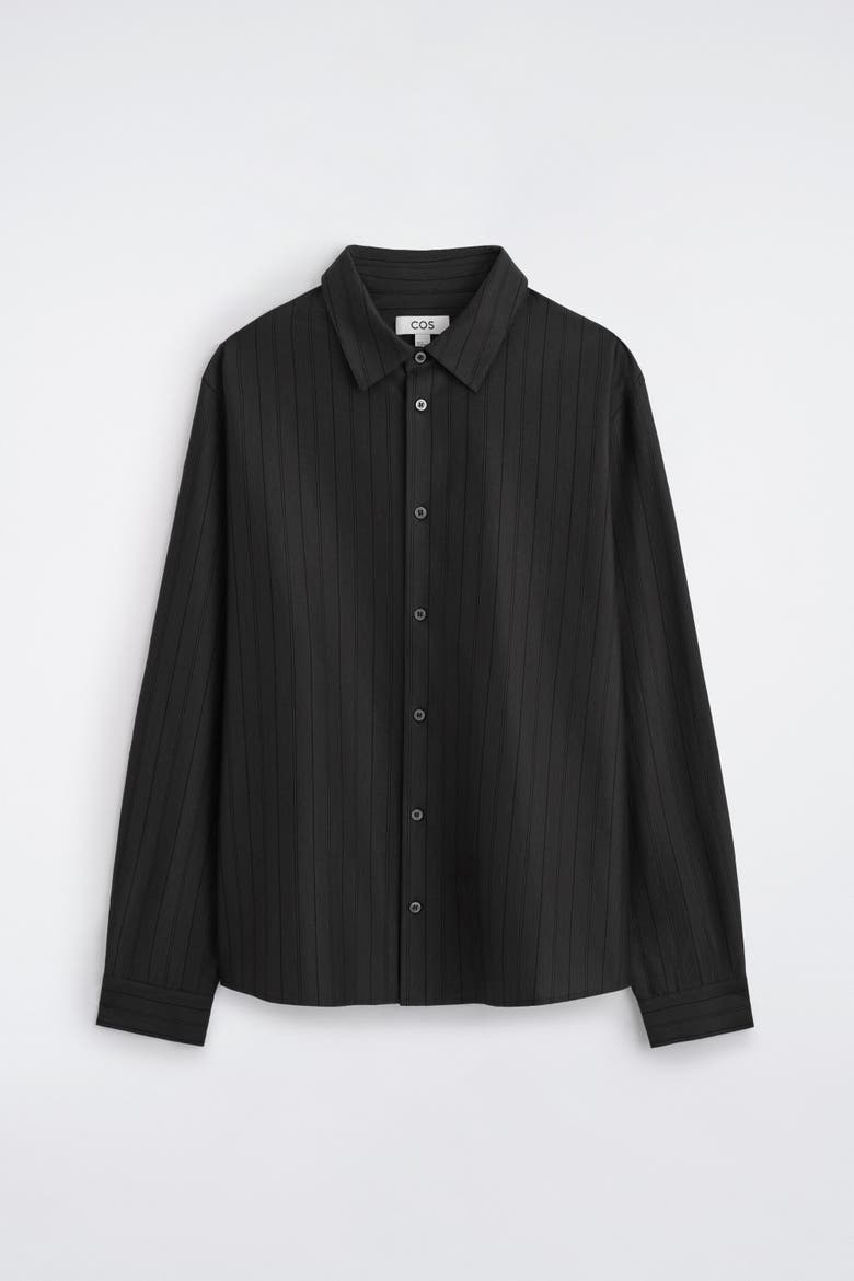Striped Cotton-Jersey Shirt, Alternate, color, BROWN / STRIPED