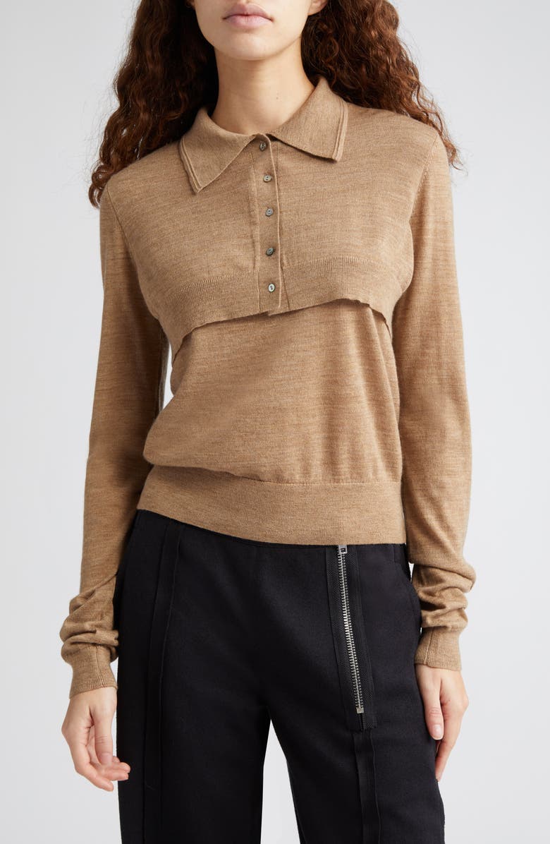 Sandy Liang Seek Layered Merino Wool Sweater, Main, color,