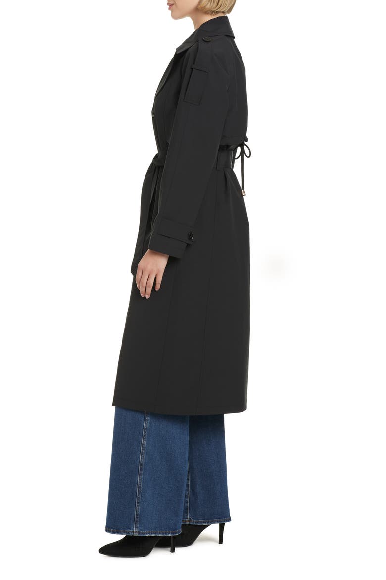 Water Resistant Double Breasted Trench Coat, Alternate, color, BLACK