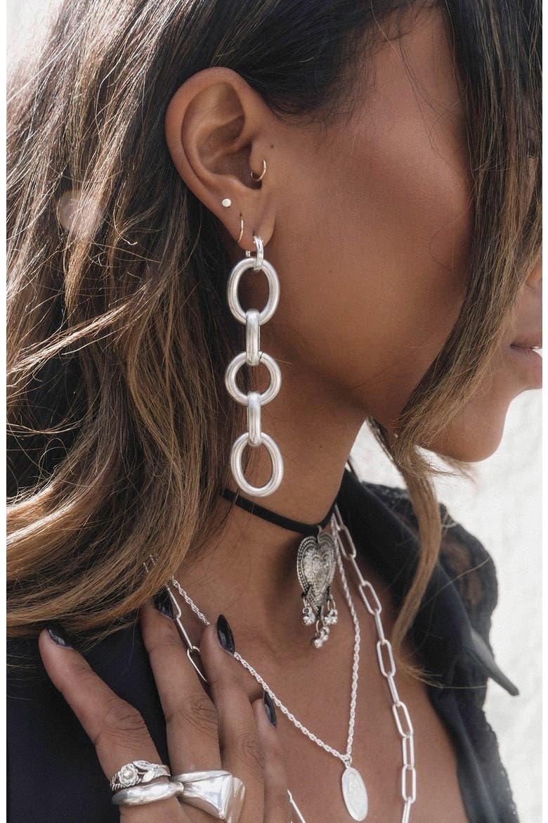 Devon Chain Drop Earrings, Alternate, color, SILVER