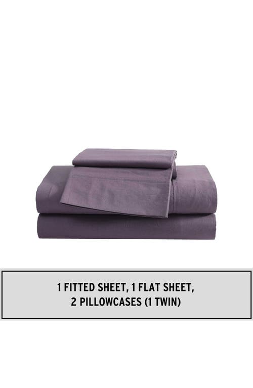 Eddie Bauer Solid 180 Thread Count Cotton Percale Sheet Set In Plum Grey