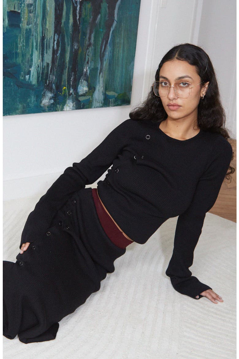 Deconstructed Rib Skirt, Alternate, color, Black
