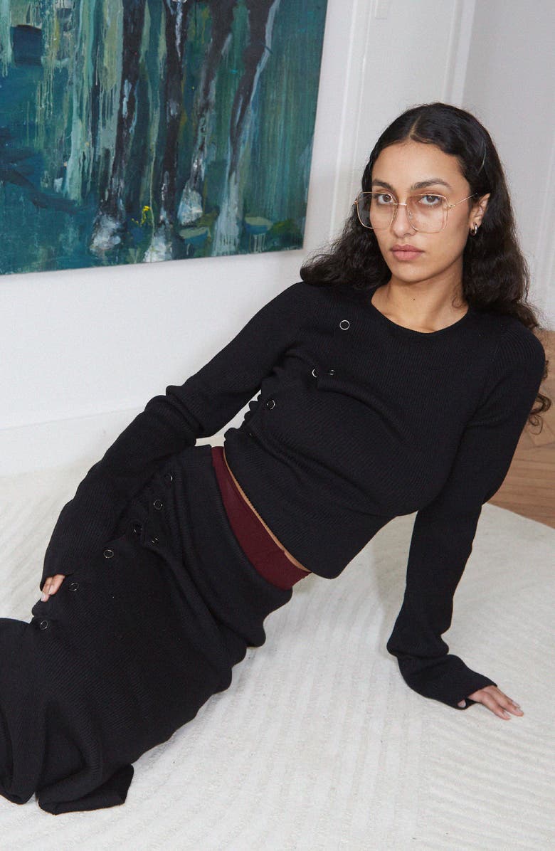 SAEMDI Deconstructed Rib Skirt, Alternate, color, Black