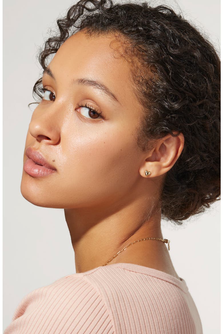 Heart Earrings - Lev Studs, Alternate, color, Gold