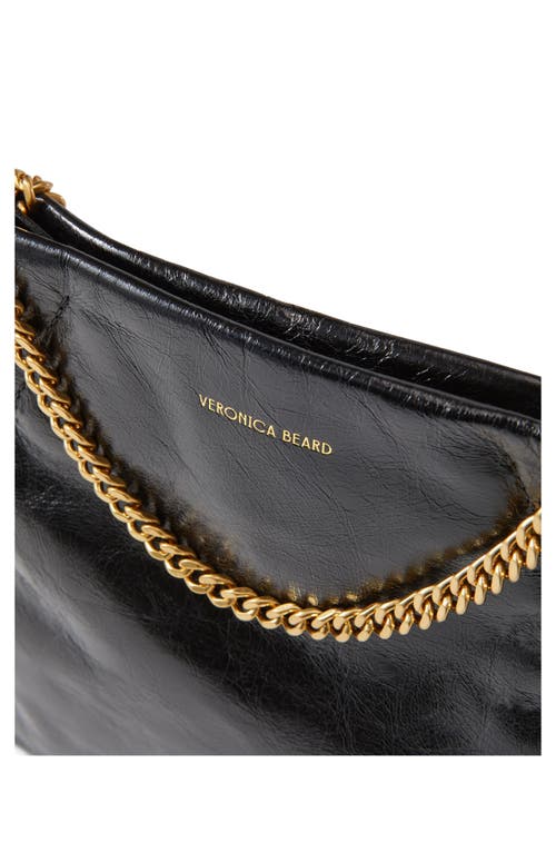Veronica Beard Small Slouch Metallic Convertible Leather Shoulder Bag In Black