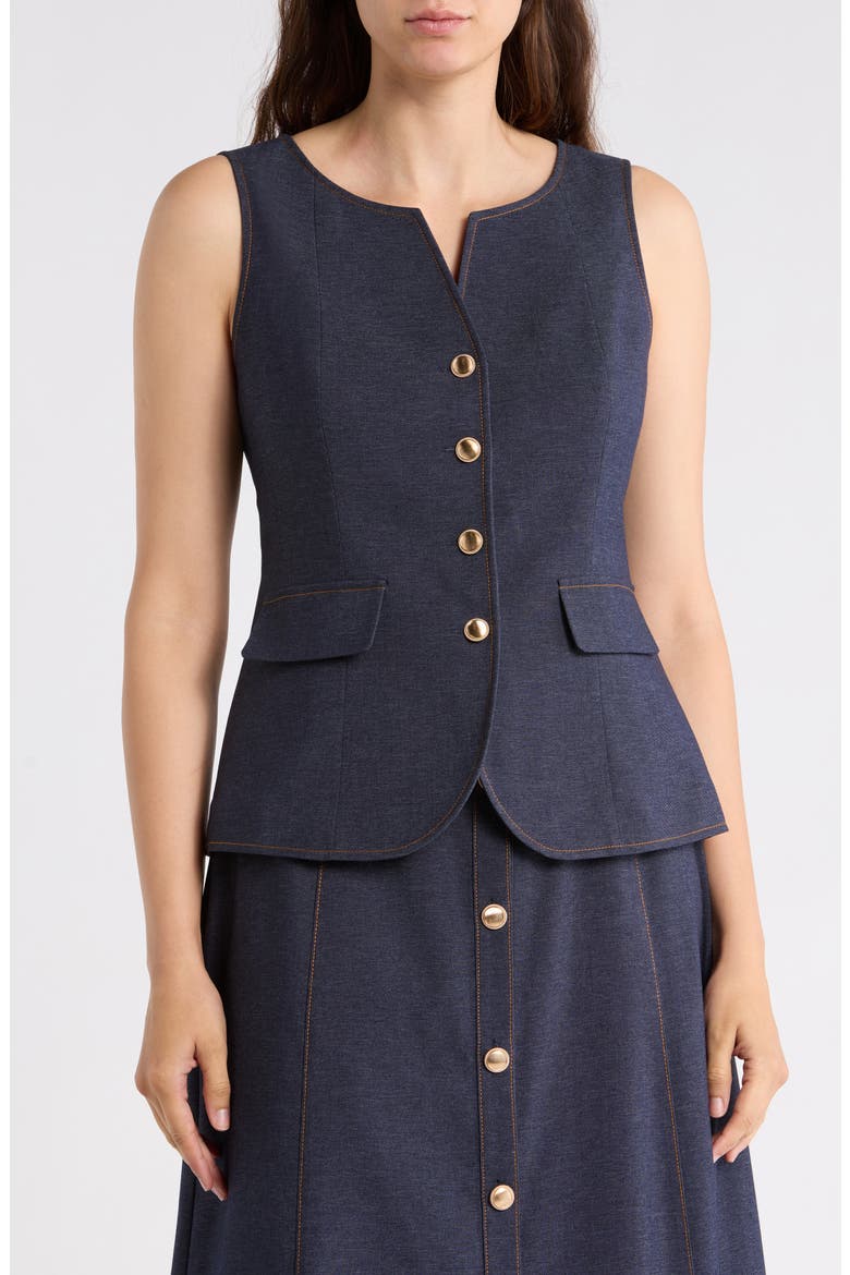 Contrast Stitch Vest, Main, color, INDIGO BLUE