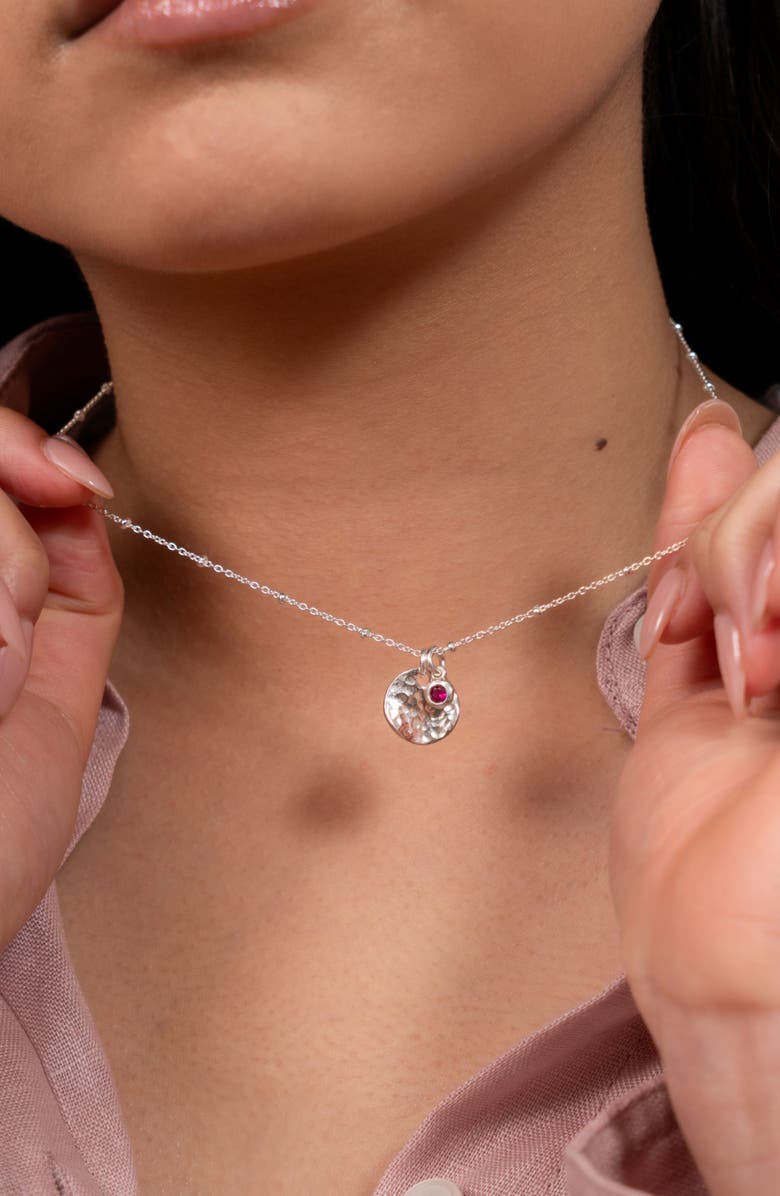 Dower & Hall Hammered Disc & Ruby Array Necklace, Alternate, color, Sterling Silver