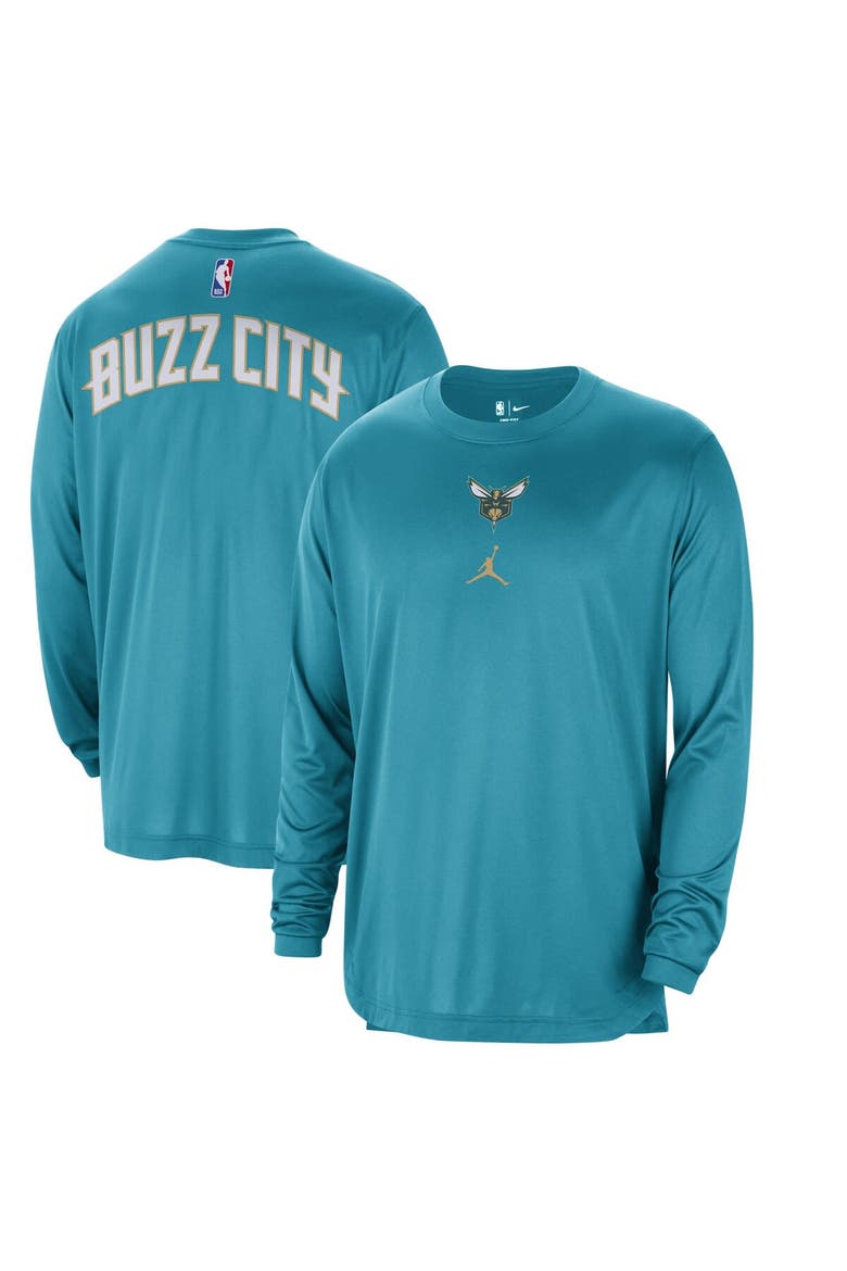Men's Jordan Brand Teal Charlotte Hornets 2023/24 City Edition Authentic Pregame Performance Long Sleeve Shooting T-Shirt, Alternate, color, Teal