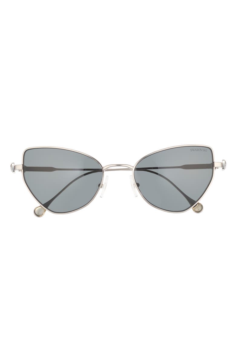 Swarovski 56mm Butterfly Sunglasses, Main, color, Silver