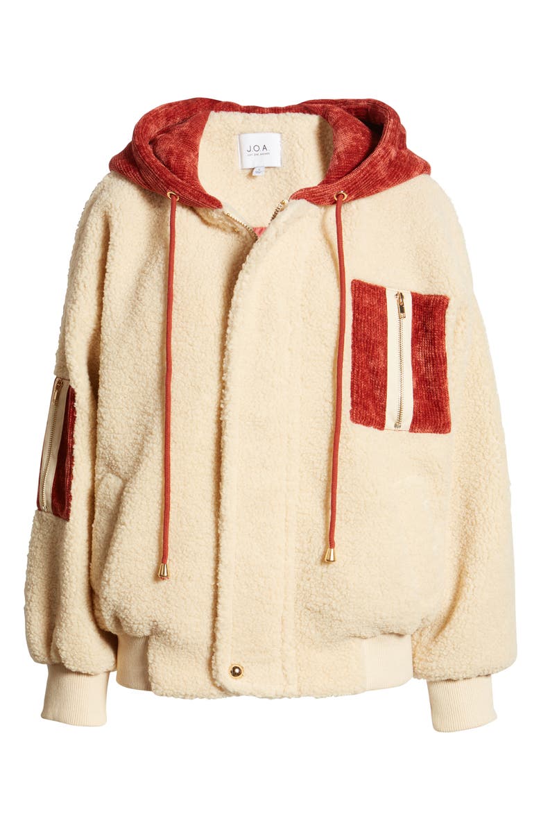 J.O.A. Front Zip Teddy Hooded Jacket, Alternate, color,