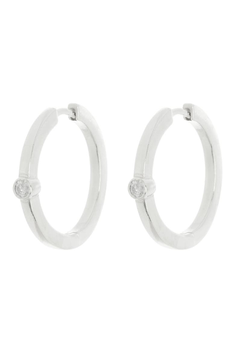 Bezel Set Diamond Hoop Earrings - 0.20 ctw, Main, color, SILVER