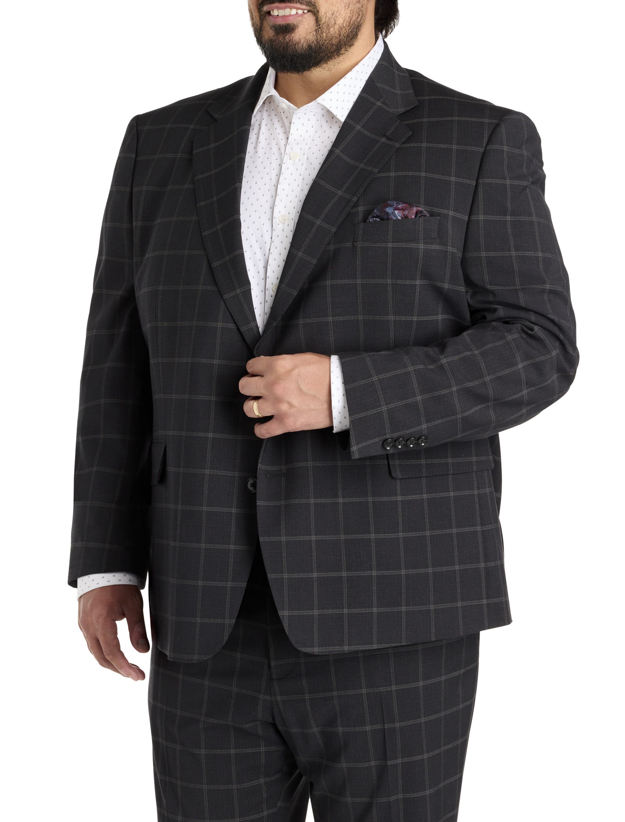 Big & Tall Windowpane Suit Jacket