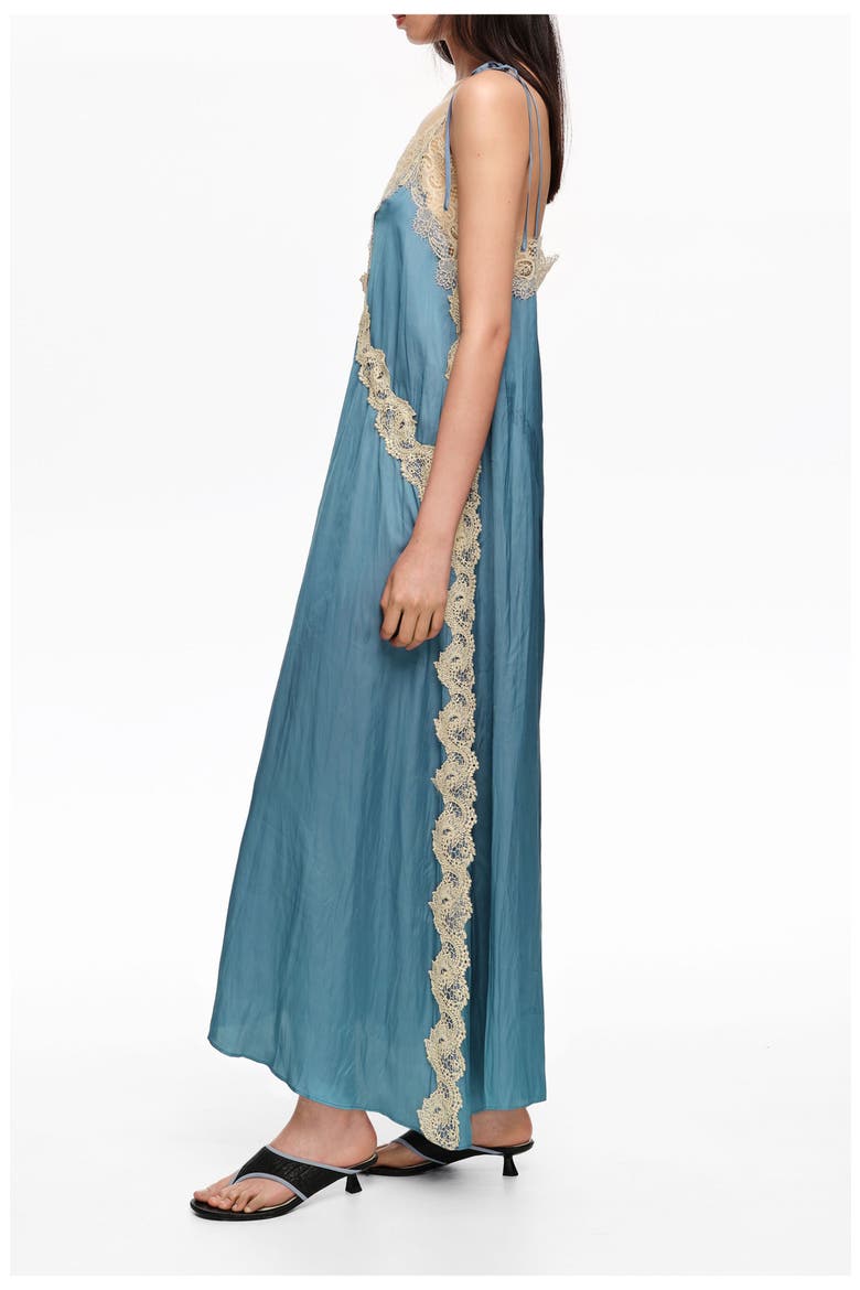 Lace Fluid Dress, Alternate, color, TEAL