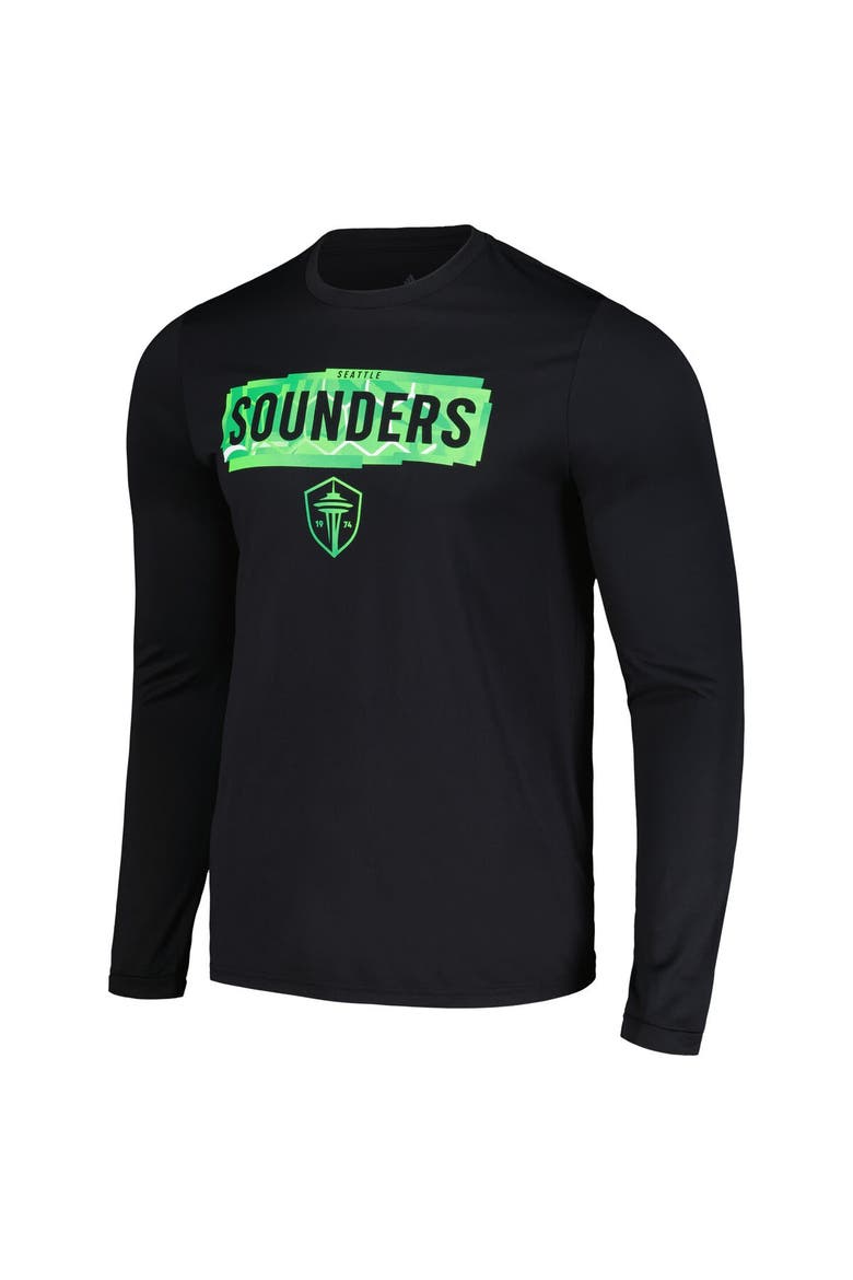 Men's adidas Black Seattle Sounders FC Local Pop AEROREADY Long Sleeve T-Shirt, Alternate, color, Black