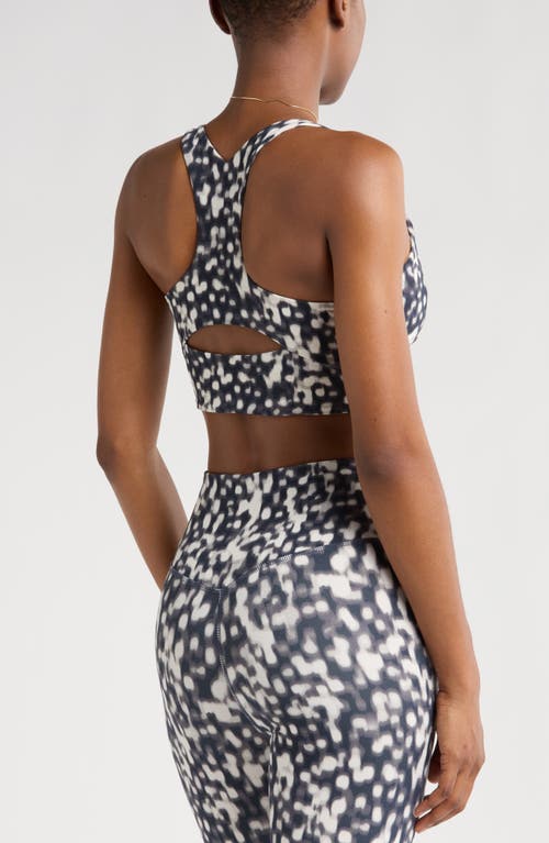 Zella Studio Luxe V-neck Sports Bra In Navy Tortoise Shell