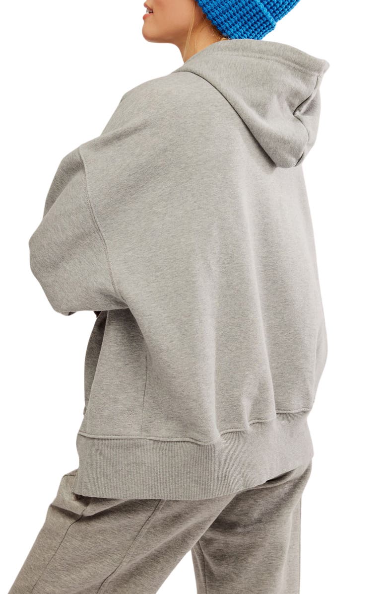 Free People FP Movement Sprint to the Finish Oversize Cotton Blend Hoodie, Alternate, color, Heather Grey
